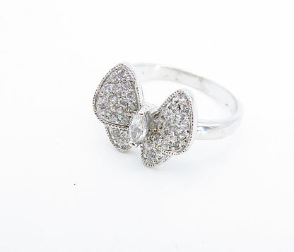 925 Sterling Silver  Cubic Zirconia Butterfly Motif Band Ring Sz 8  RG7276