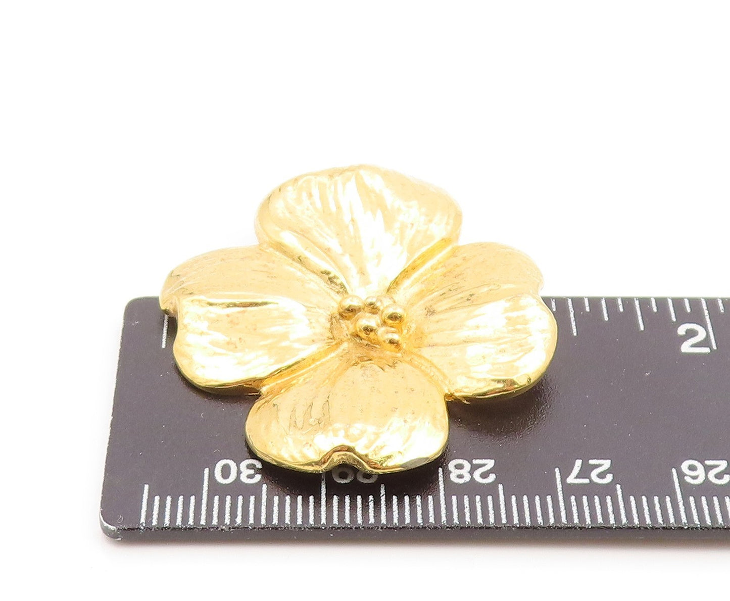 925 Sterling Silver Vintage Brooch Pin Gold Plated HAND & HAMMER Petal  BP12353