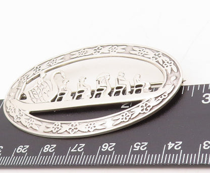 925 Sterling Silver Vintage Brooch Solid Boston The Swan Boats  BP11479
