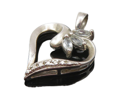 ROSS SIMON 925 Silver  Genuine Diamond & Topaz Love Heart Pendant  PT8120
