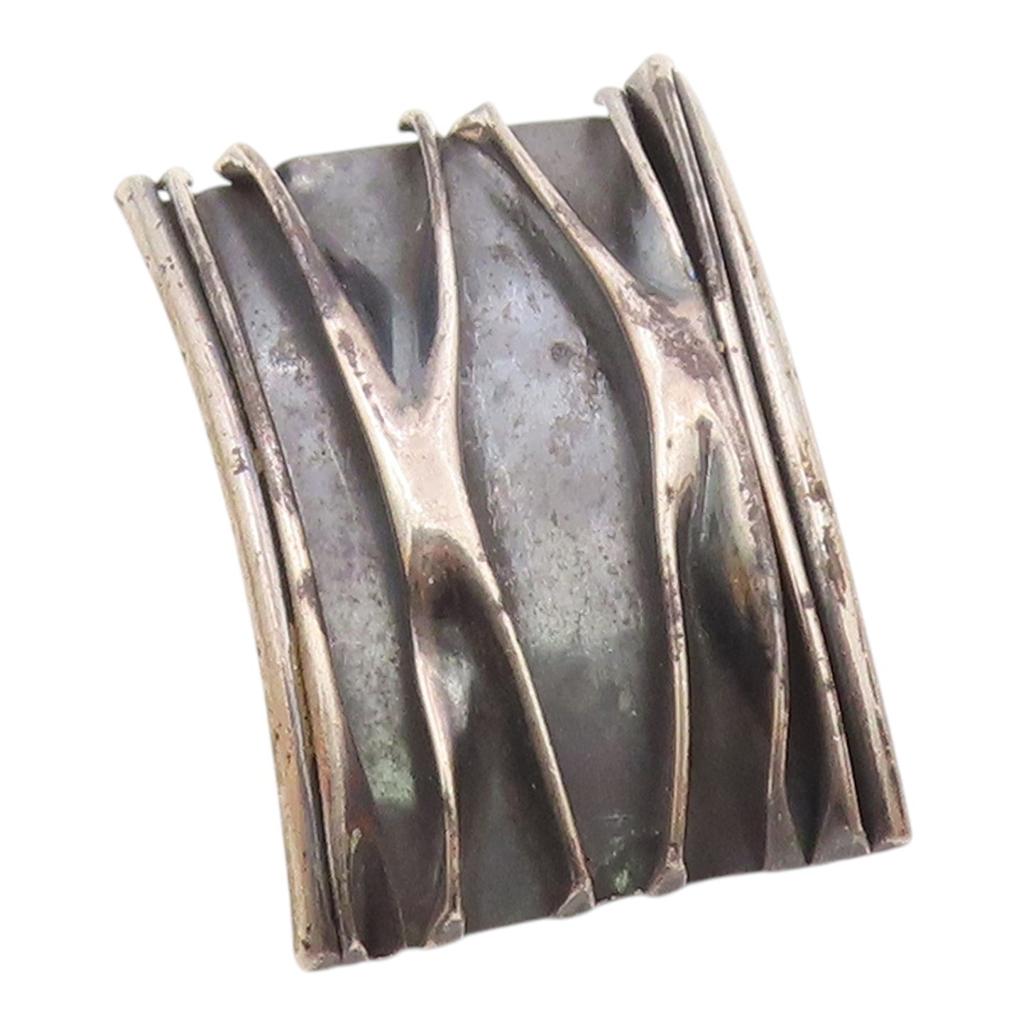 925 Sterling Silver  Vintage Fluted Modernist Curved Pendant  PT20284