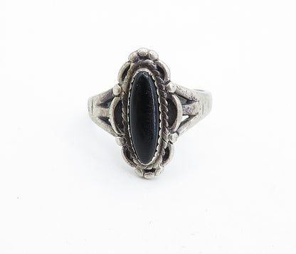 925 Sterling Silver Vintage Black Onyx Split Cocktail Band Ring Sz 9.5  RG6981