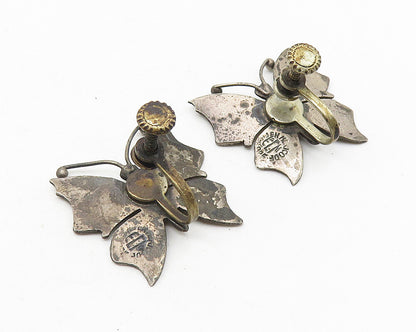 ECM MEXICO 925 Silver  Vintage Abalone Butterfly Non Pierce Earrings  EG5859