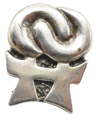 925 Sterling Silver  Vintage Shiny Smooth Swirl Design Sweater Pin  TR1816