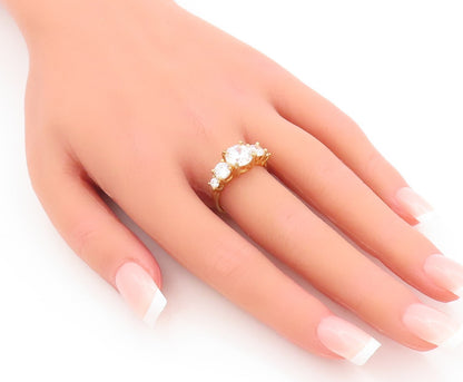 925 Sterling Silver Vintage Ring Gold Plated Multi Size Round CZ  Sz 7  RG29224