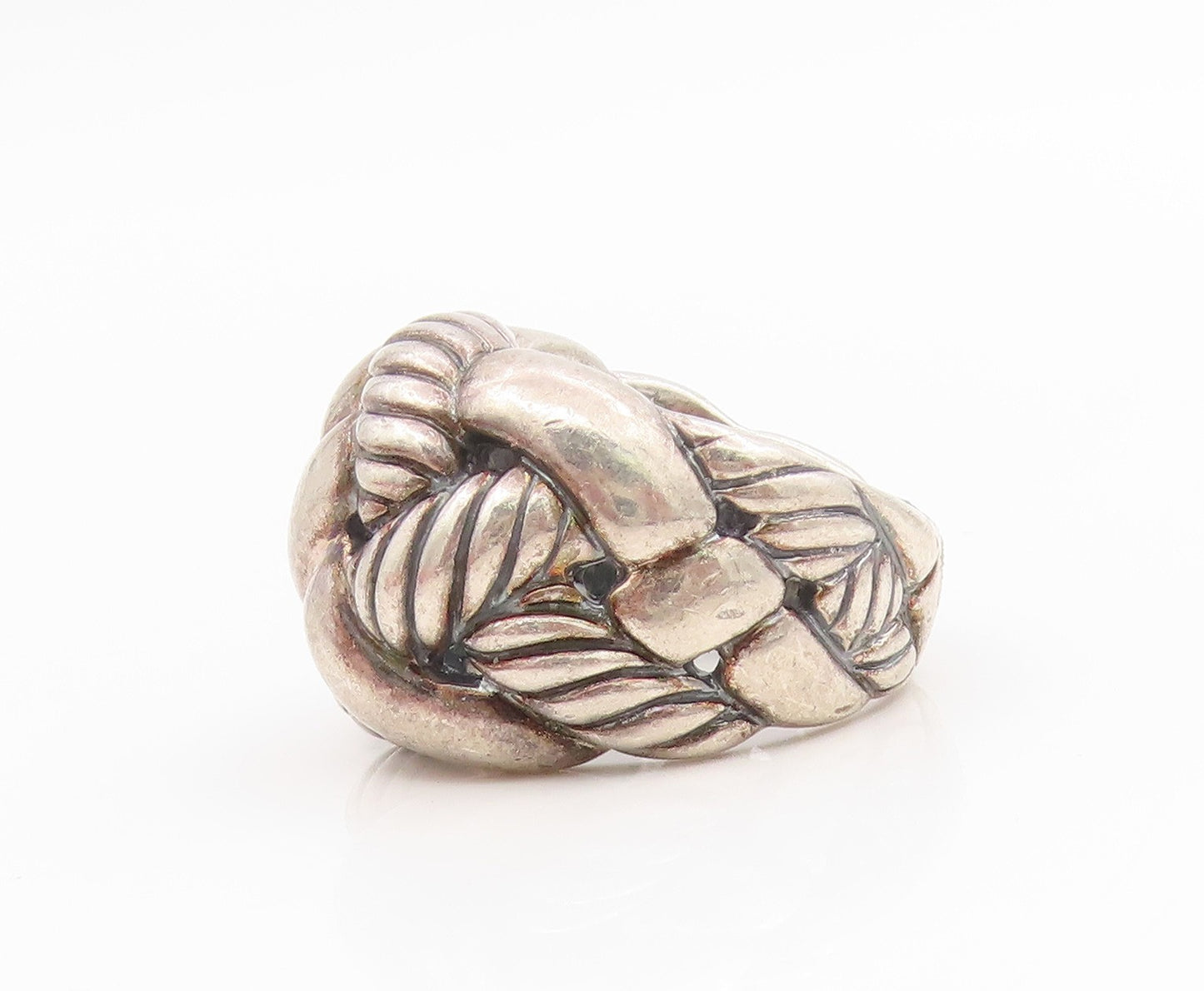 925 Sterling Silver Vintage Ring Chunky Woven Braid Designer Band Sz 5.5 RG34557