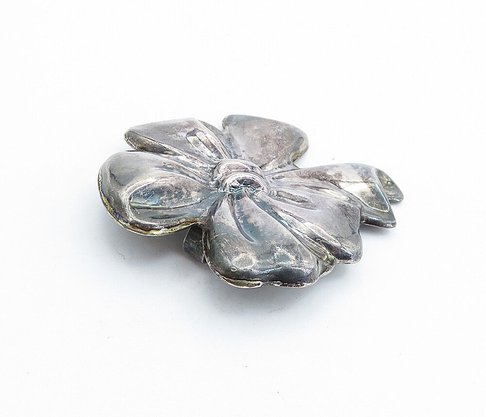 MEXICO 925 Sterling Silver  Vintage Dark Tone Ribbon Bow Tie Brooch Pin BP2500