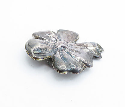 MEXICO 925 Sterling Silver  Vintage Dark Tone Ribbon Bow Tie Brooch Pin BP2500