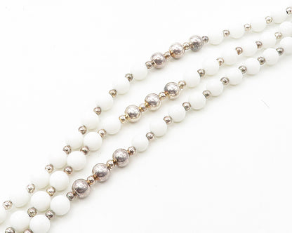 PAOLA VALENTINI 925 Sterling Silver Vintage White Stone Heavy Necklace  NE2994