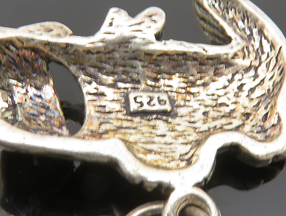 925 Sterling Silver  Vintage Dark Tone Fish Open Mouth Pendant  PT19954