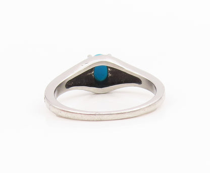 925 Sterling Silver Vintage Ring Oval Turquoise Statement Band  Sz 10  RG34637