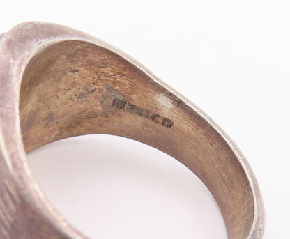 925 Sterling Silver Vintage Ring MEXICO Wavy Grooved Dome Band  Sz 8.5  RG34490