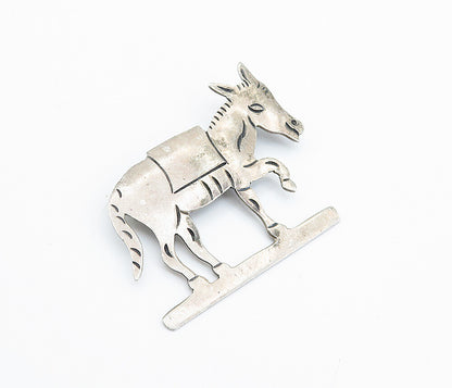 BM TAXCO 925 Silver  Vintage Etched Detail Donkey Motif Brooch Pin  BP2823