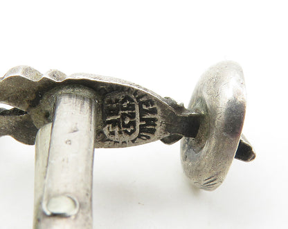 MEXICO 925 Sterling Silver  Vintage Man In Poncho & Sombrero Cufflinks  TR2357
