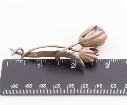 DAMASO GALLEGOS MEXICO 925 Silver  Vintage Blooming Flowers Brooch Pin  BP8256