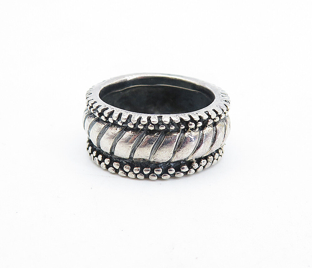 925 Sterling Silver  Vintage Fluted Bubble Border Band Ring Sz 6.5  RG6003