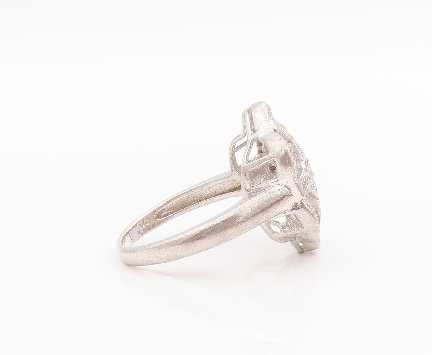 925 Sterling Silver Vintage Ring Topaz Inlay Spider Web Design  Sz 6.5  RG33134