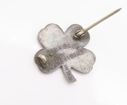 925 Sterling Silver Vintage Brooch Pin Two Tone Enameled Antique Flower  BP10721