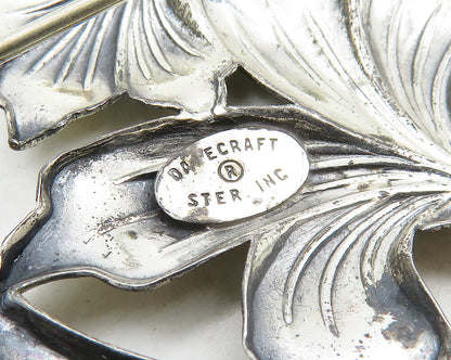 DANECRAFT 925 Sterling Silver  Vintage Shiny Flowers Oval Brooch Pin  BP7579