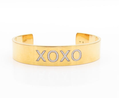 925 Sterling Silver Vintage Bracelet Gold Plated CZ XOXO Love Affection  BT11377
