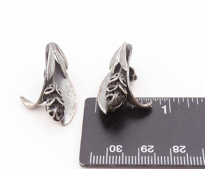 925 Sterling Silver Vintage Earrings TORTOLANI Calla Lily Floral Clip On EG14031