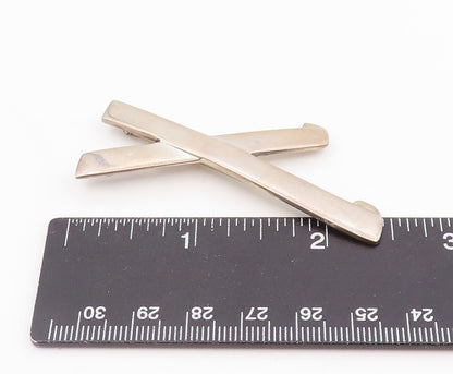 TIFFANY & CO 925 Silver Vintage Smooth Crossed Design Brooch Pin  BP4536