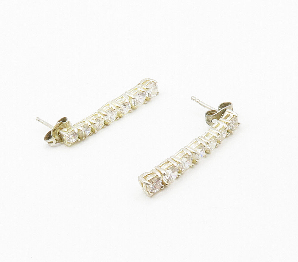 925 Sterling Silver  Prong Set Cubic Zirconia Vertical Drop Earrings  EG7767
