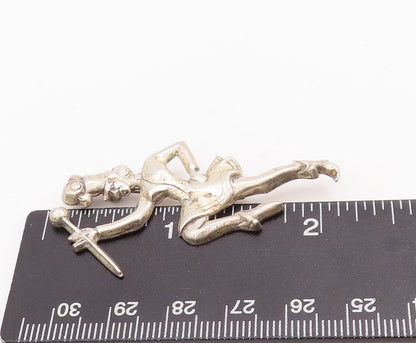 925 Sterling Silver Vintage Brooch Pin Dancing Man With Hat & Stick  BP11100