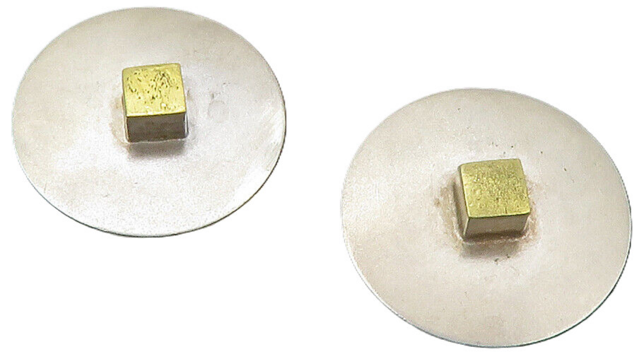 925 Silver & 20K GOLD  Vintage Modernist Two Tone Non Pierce Earrings  EG6538
