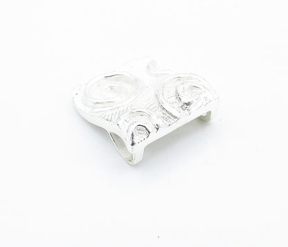 925 Sterling Silver Shiny Etched Spiral Design Square Slide Pendant PT4031