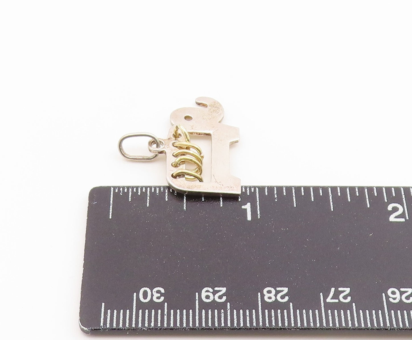 925 Sterling Silver Vintage Pendant Two Tone Elephant Abacus Coil Charm  PT26637