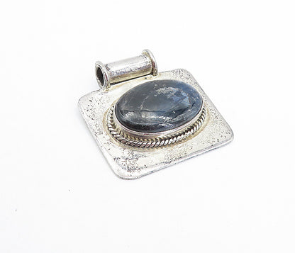 925 Sterling Silver  Vintage Agate Twist Trim Square Side Pendant  PT5181