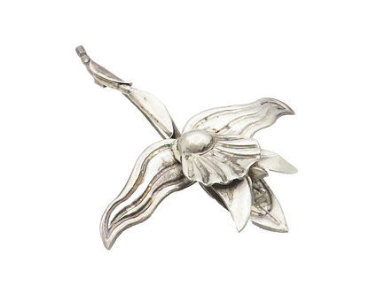 MEXICO 925 Sterling Silver  Vintage Antique Sculpted Flower Brooch Pin  BP4114