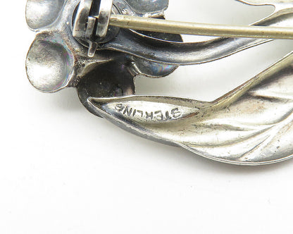 925 Sterling Silver  Vintage Shiny Sculpted Single Flower Brooch Pin  BP4231