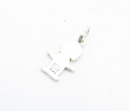 925 Sterling Silver  Petite Enamel Coated Little Boy Drop Pendant  PT3706