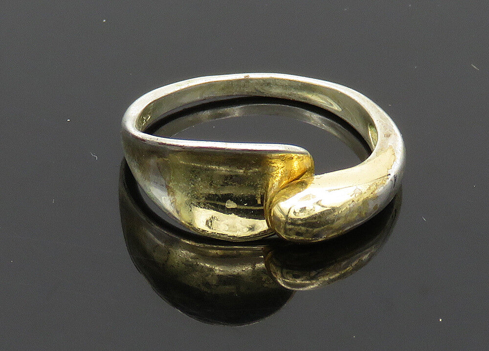 925 Sterling Silver  Vintage Shiny Concave Bypass Band Ring Sz 8  RG20483