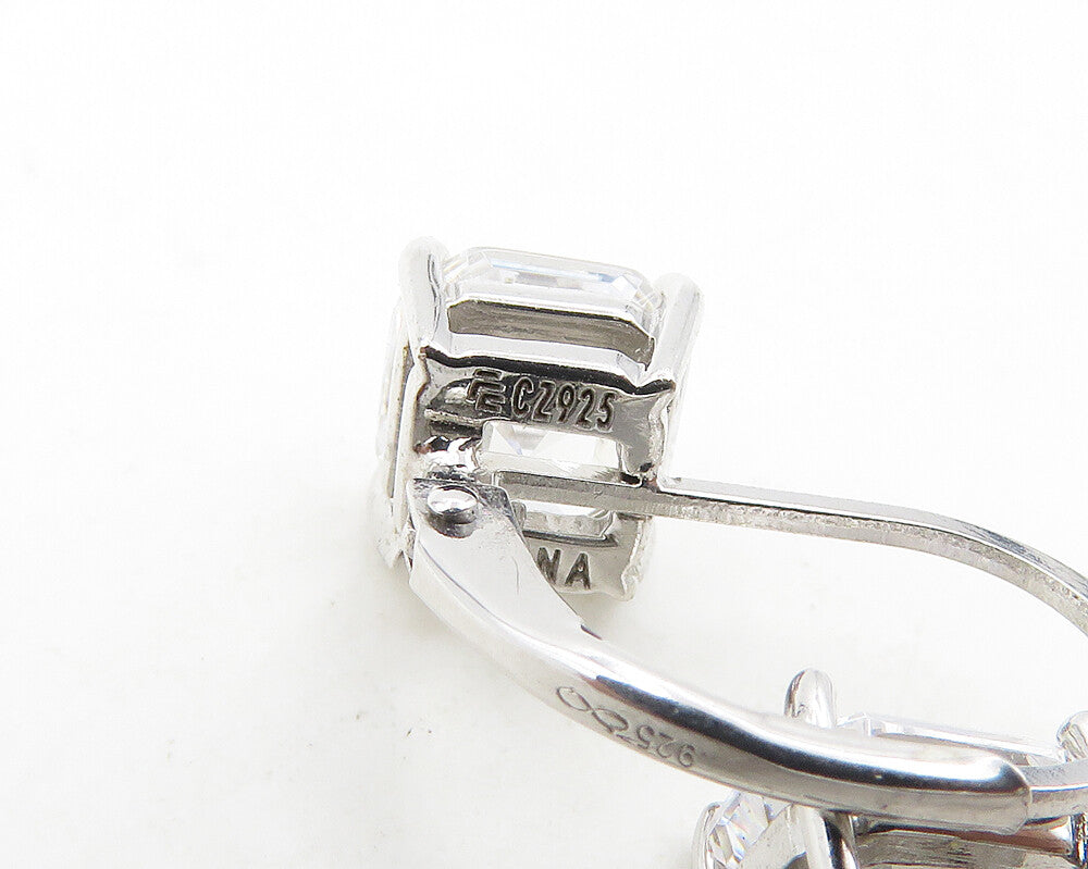 925 Sterling Silver  Shiny Cubic Zirconia French Back Drop Earrings  EG9393