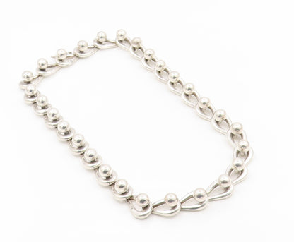 925 Sterling Silver Vintage Necklace Interlocking Bead Loop Link Heavy  NE4841