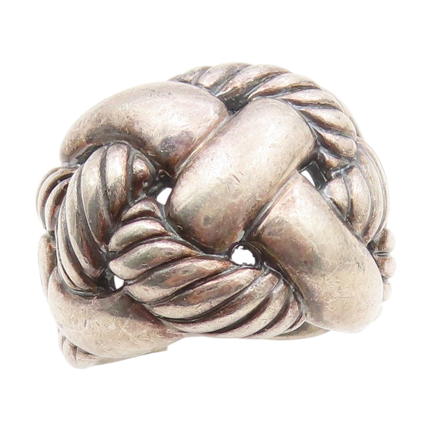 925 Sterling Silver Vintage Ring Chunky Woven Braid Designer Band Sz 5.5 RG34557