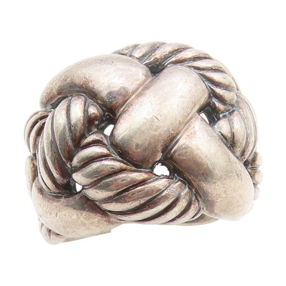 925 Sterling Silver Vintage Ring Chunky Woven Braid Designer Band Sz 5.5 RG34557