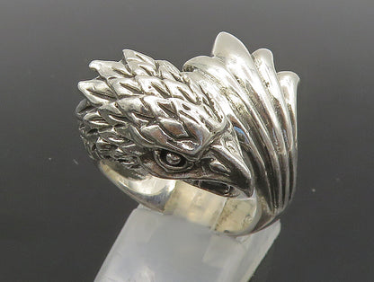925 Sterling Silver  Vintage Shiny Eagle Head Bypass Band Ring Sz 8  RG23823
