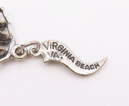 925 Sterling Silver  Vintage Virginia Beach Sailboat Charm Pendant  PT21832