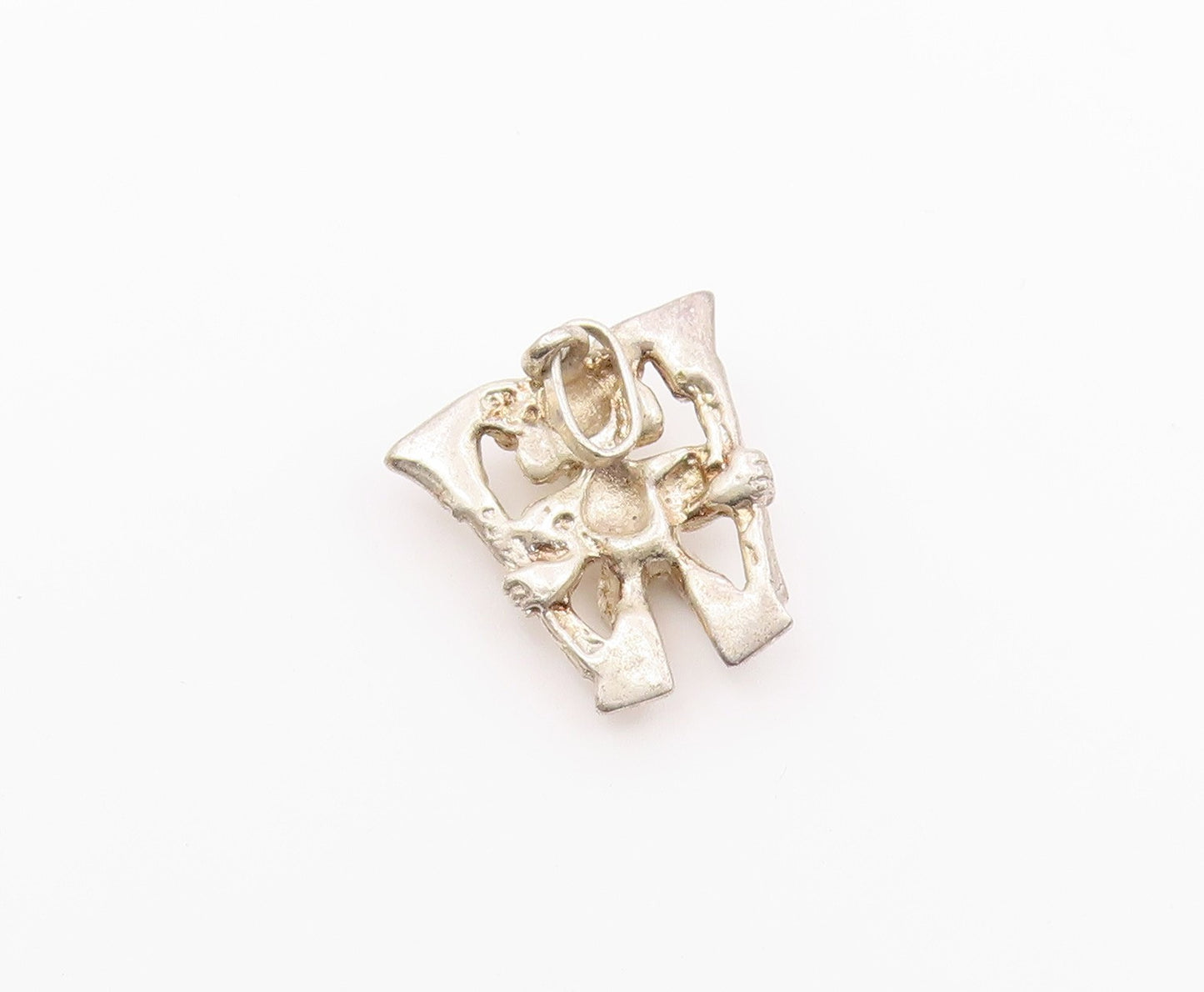 925 Sterling Silver  Vintage Shiny W Initial Creature Pendant  PT18941