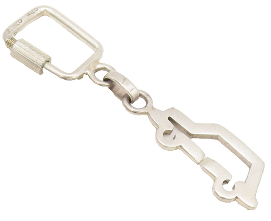 925 Sterling Silver Vintage Key Chain MEXICO Sloid Border Cutout Car TR3684