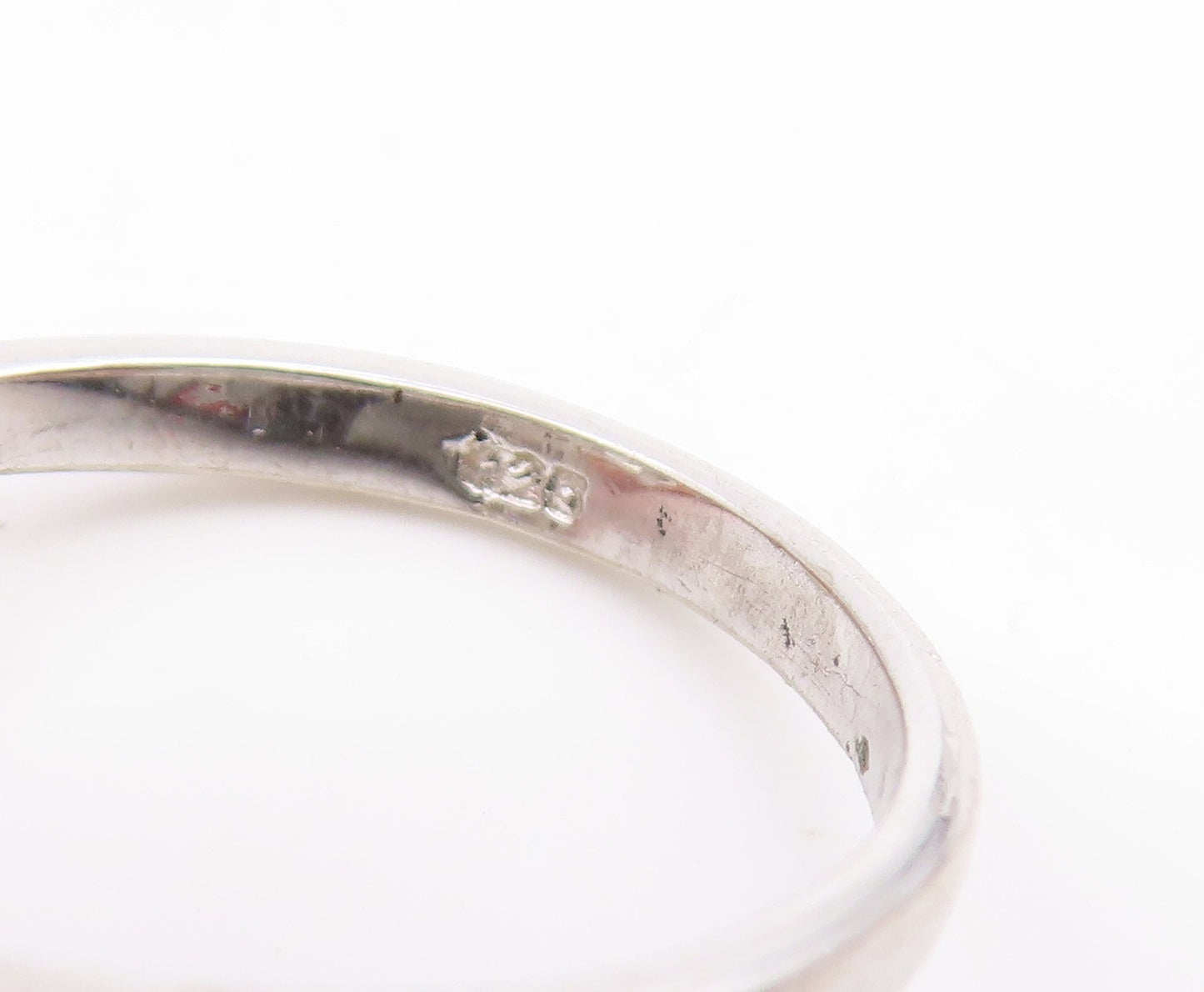 925 Sterling Silver Vintage Ring CZ Elegant Floral Bypass Band  Sz 8  RG35192