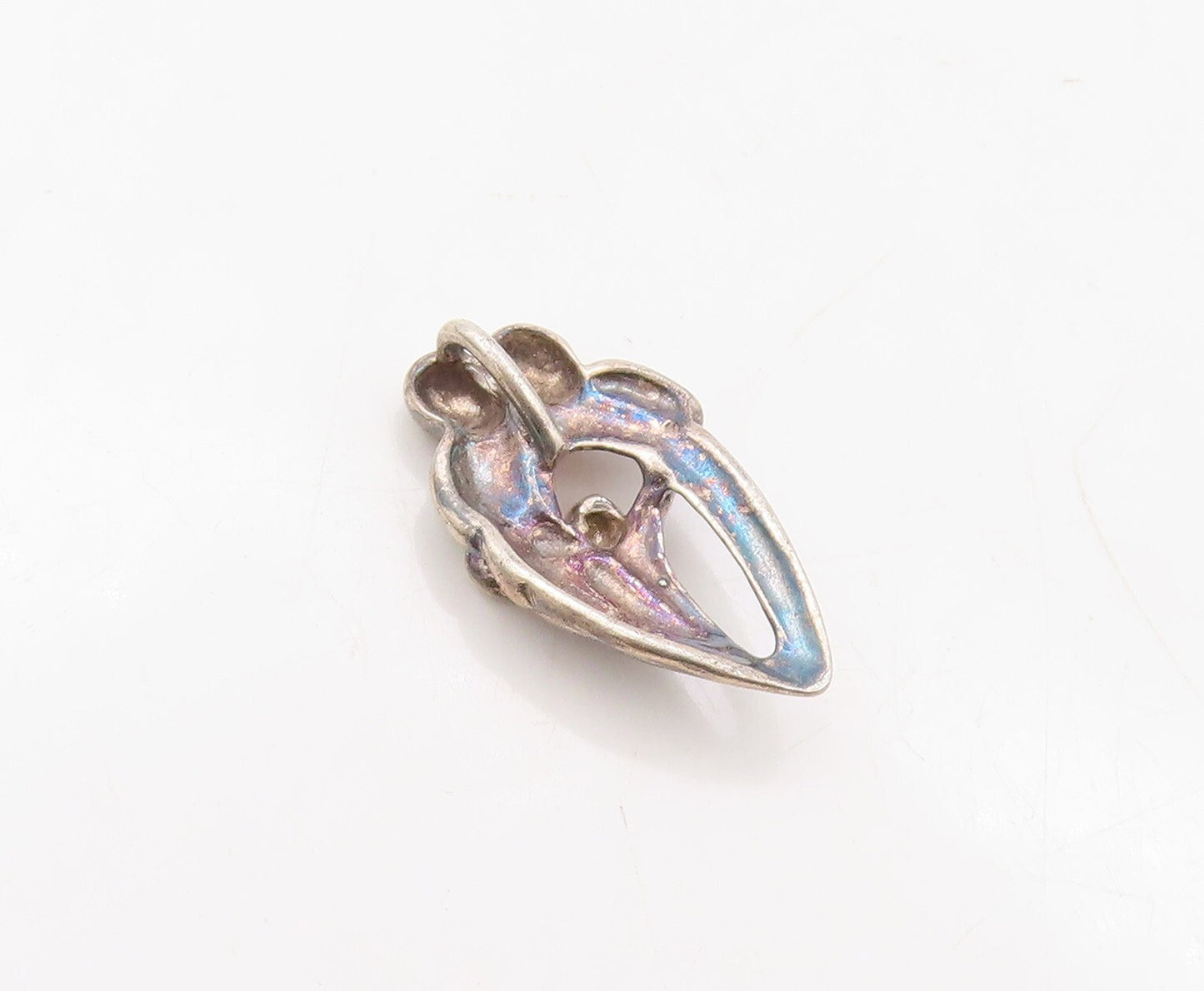 925 Sterling Silver Vintage Pendant Dark Tone Happy Community Cutout  PT23617