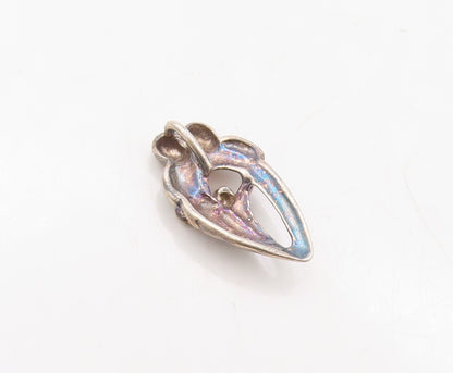 925 Sterling Silver Vintage Pendant Dark Tone Happy Community Cutout  PT23617