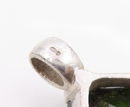 925 Sterling Silver Vintage Pendant Modernist Faceted Peridot Charm  PT26223