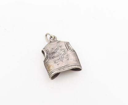 925 Sterling Silver  Vintage Dark Tone Petite Cowboy Vest Pendant  PT18887