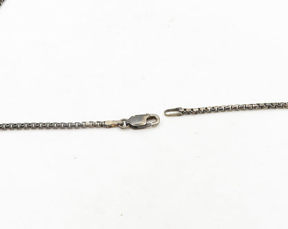 925 Sterling Silver  Vintage Oxidized Sculpted Flower Chain Necklace  NE3213